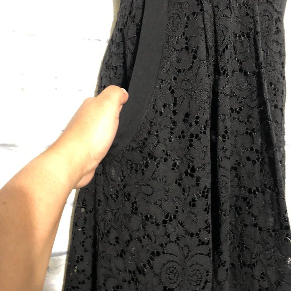 FREE PEOPLE LOVELY BLACK V NECK LACE MINI DRESS XS - Picture 9 of 11